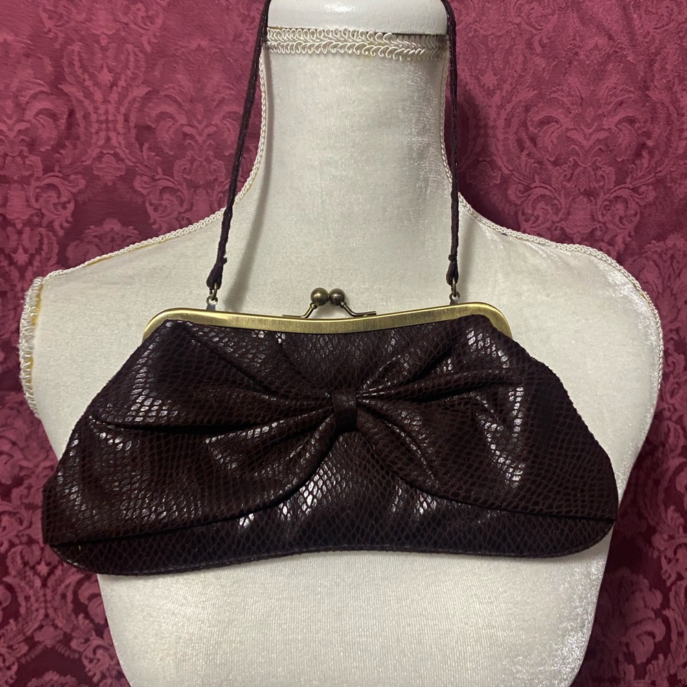 Retro snake print bow purse